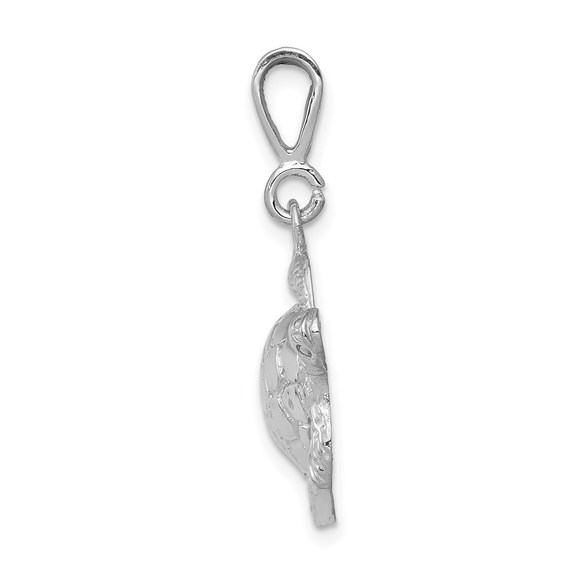 14k White Gold Solid Polished Open-Backed Sea Turtle Necklace Charm Pendant - Picture 2 of 3